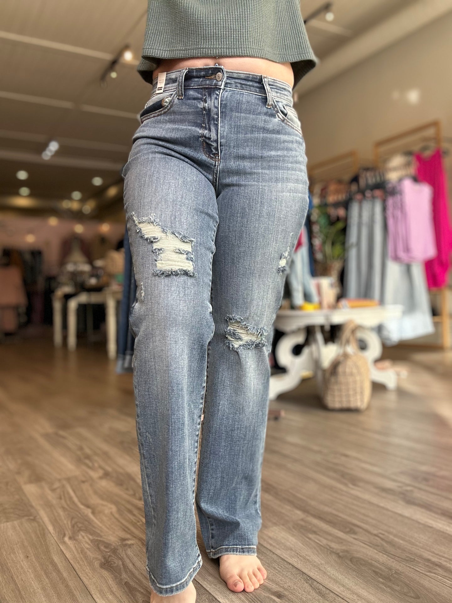 Judy Blue Distressed Dad Jeans