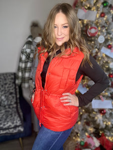 Red Zip Up Puffer Vest