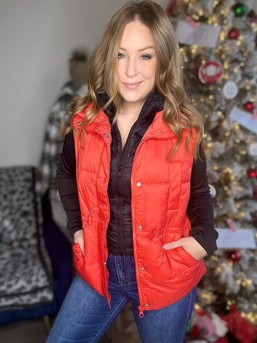 Red Zip Up Puffer Vest