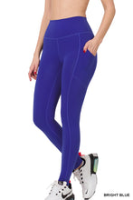 Load image into Gallery viewer, Blue Wide Band Pocket Leggings