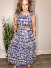 Load image into Gallery viewer, Blue Plaid Cut Out Midi Dress