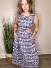 Load image into Gallery viewer, Blue Plaid Cut Out Midi Dress