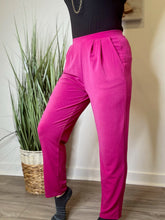 Load image into Gallery viewer, Magenta Pleated Pocket Pants