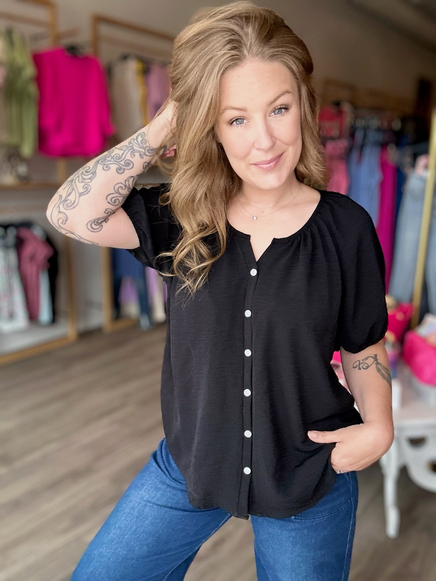 Black Button Up Blouse