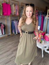 Load image into Gallery viewer, Olive Sleeveless Cotton Dress