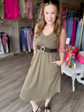 Load image into Gallery viewer, Olive Sleeveless Cotton Dress