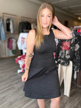 Load image into Gallery viewer, Black Grey Stripe Flare Dress