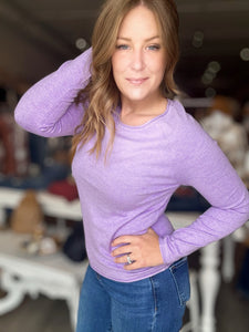 Lavender Round Neck Long Sleeve Top