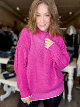 Load image into Gallery viewer, Hot Pink Raw Edge Chenille Sweater