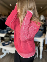 Load image into Gallery viewer, Red Raw Edge Chenille Sweater