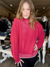 Load image into Gallery viewer, Red Raw Edge Chenille Sweater