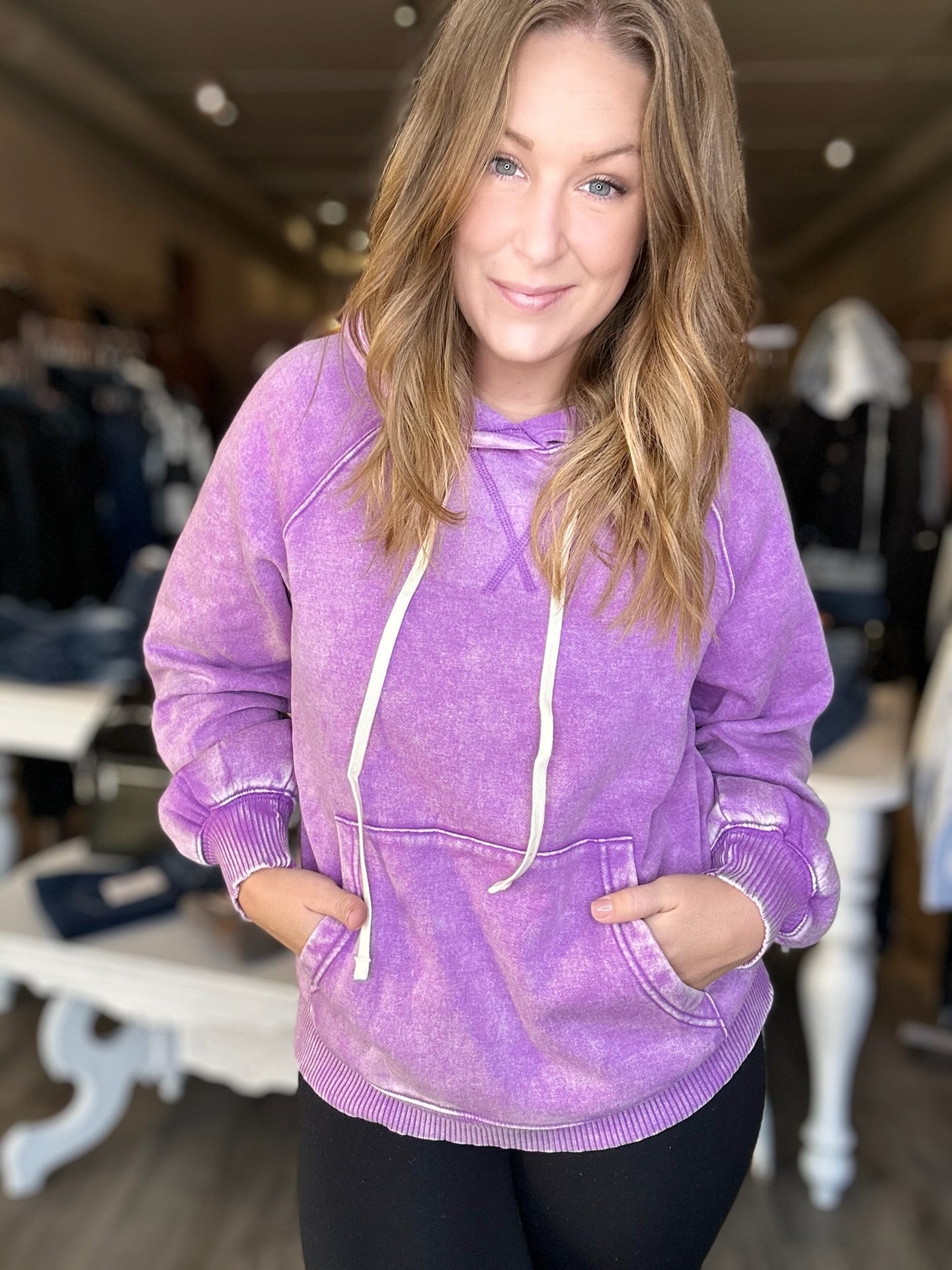 Violet Washed Fleece Hoodie