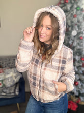 Load image into Gallery viewer, Plaid Sherpa Hooded Jacket