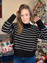 Load image into Gallery viewer, Black Stripe Drop Shoulder Sweater