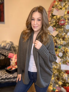 Grey Knitted Wrap Cardigan