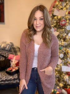 Mauve Popcorn Sweater Cardigan