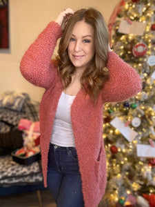 Rose Popcorn Sweater Cardigan