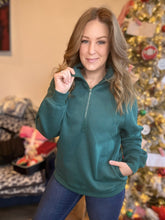 Load image into Gallery viewer, Forest Green Half Zip Sweater