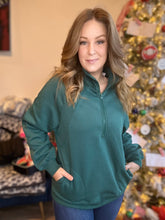 Load image into Gallery viewer, Forest Green Half Zip Sweater