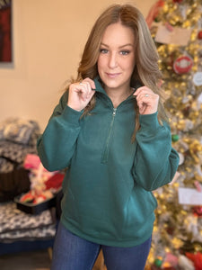 Forest Green Half Zip Sweater