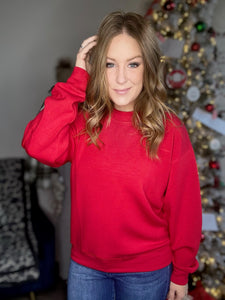 Red Scuba Mock Neck Pullover