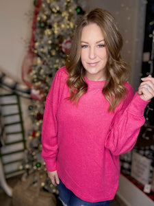 Pink Ribbed Oversized Sweater