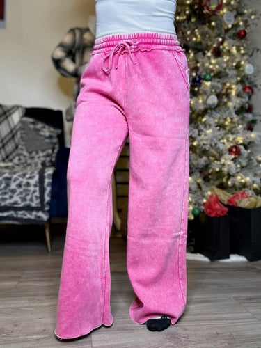 Hot Pink Wide Leg Sweatpants