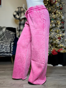 Hot Pink Wide Leg Sweatpants