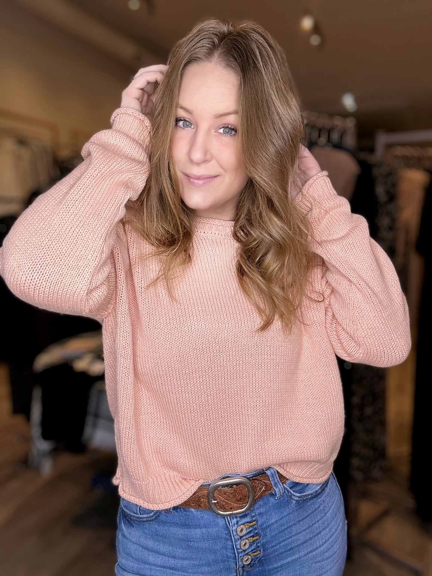 Peach Round Neck Sweater