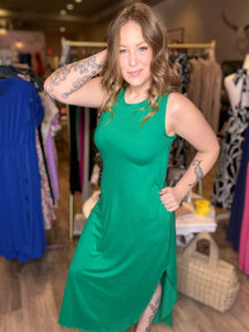 Kelly Green Round Hem Maxi Dress