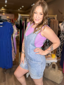 Light Denim Short Overalls