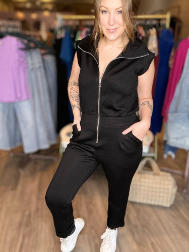 Black Zip Up JumpSuit