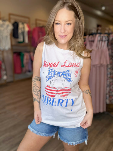 White Liberty Graphic Tank