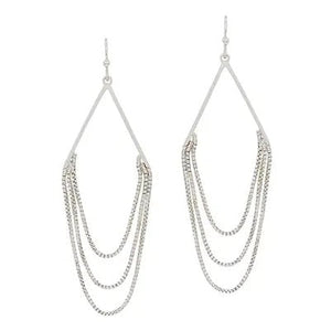 Silver Triple Chain Drop Earrings