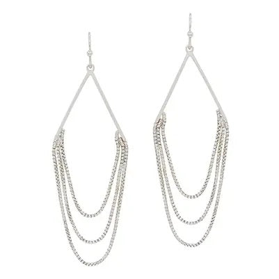 Silver Triple Chain Drop Earrings