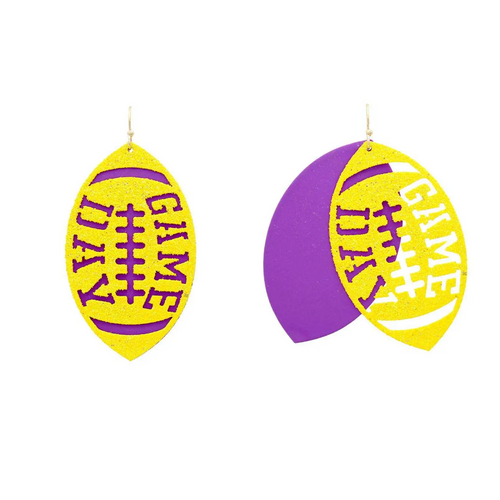 Purple & Yellow Football Earrings