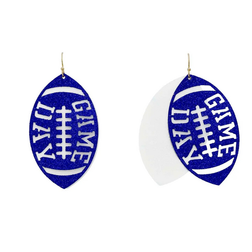 Blue & White Football Earrings