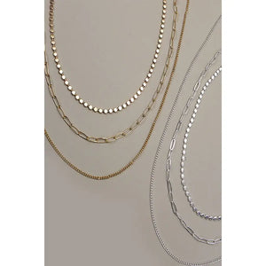 Silver Multi Layer Chain Necklace