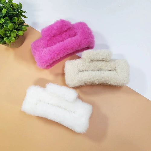 Fuzzy Hair Claw Clip